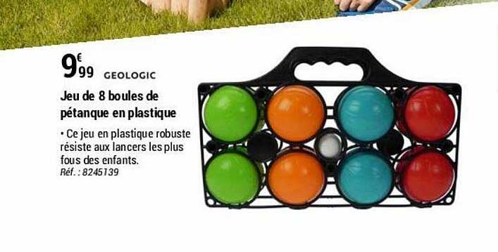 jeu de 8 boules de pétanque en plastique géologic