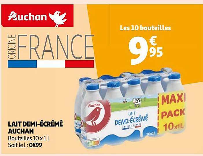 lait demi-écrémé auchan