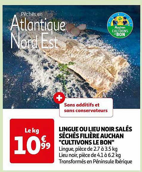 lingue ou lieu noir salés séchés filière auchan "cultivons le bon"
