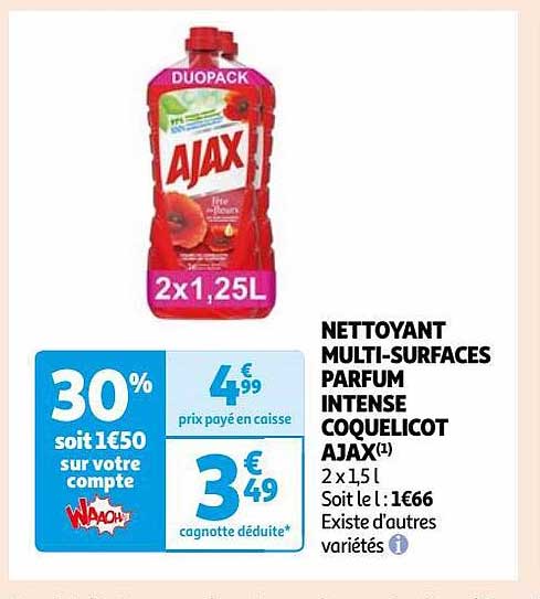 nettoyant multi-surfaces parfum intense coquelicot ajax