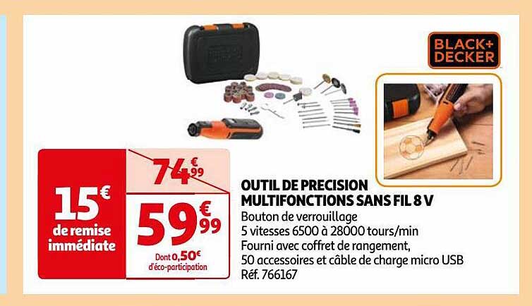 Outil De Précision Multifonction Sans Fil 8v Black + Decker