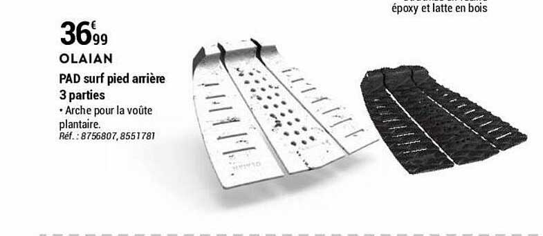 pad surf pied arrière 3 parties olaian
