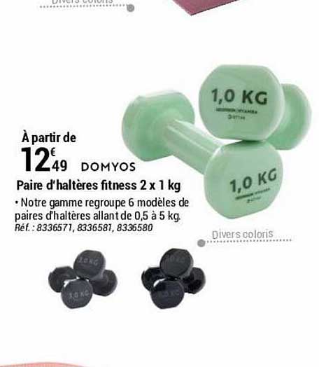 paire d'haltères fitness 2 x 1 kg domyos