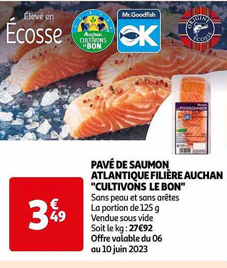 pavé de saumon atlantique filière auchan "cultivons le bon"