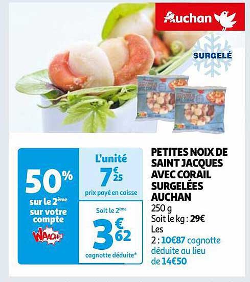 petites noix de saint jacques avec corail surgelées auchan