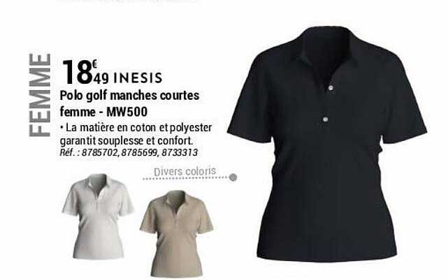 polo golf manches courtes femme - mw500 inesis