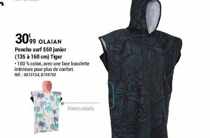 Poncho Surf 550 Junior (135 à 160 Cm) Tiger Olaian