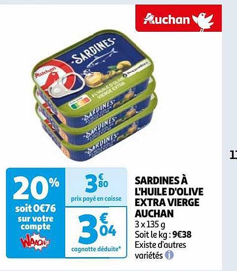 Sardines à L'huile D'olive Extra Vierge Auchan