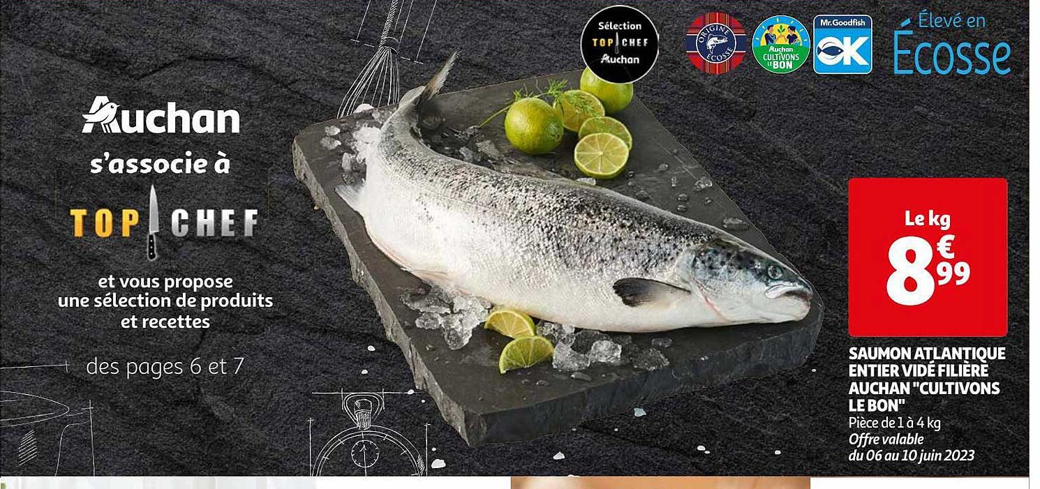 Saumon Atlantique Entier Vidé Filière Auchan "cultivons Le Bon"