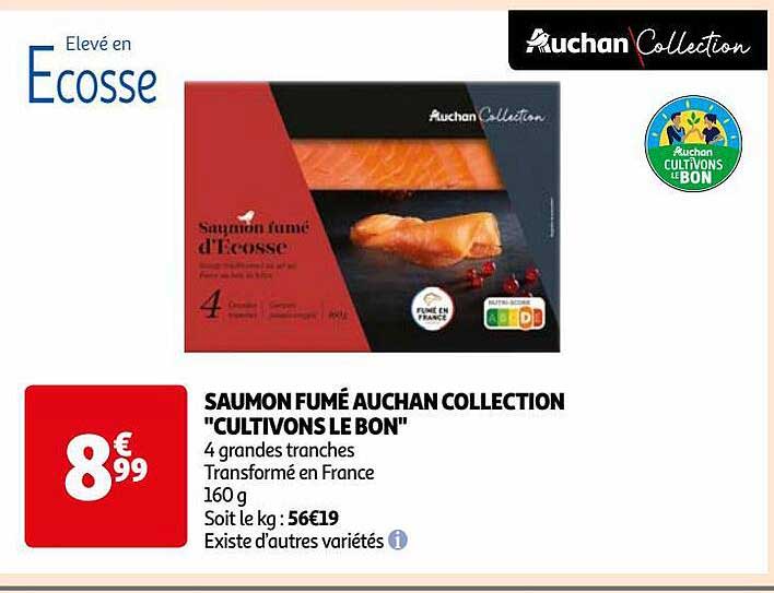 saumon fumé auchan collection "cultivons le bon"