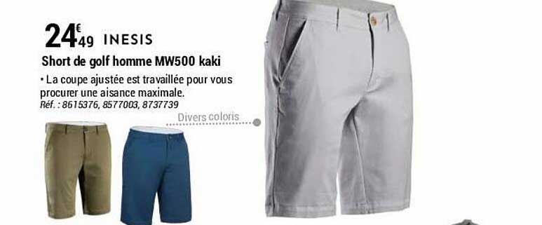 Short De Golf Homme Mw500 Kaki Inesis