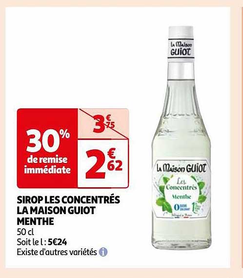 Sirop Les Concentrés La Maison Guiot Menthe