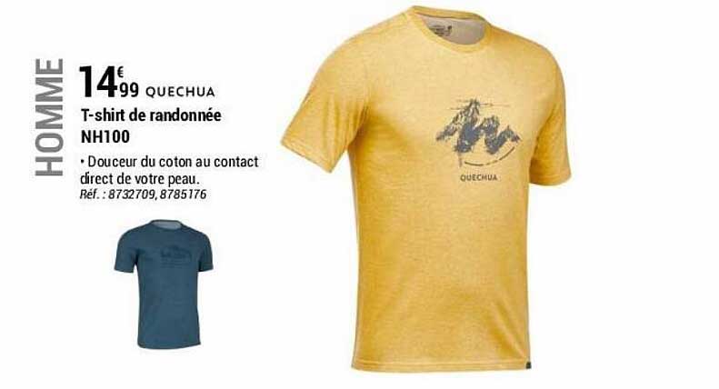 t-shirt de randonnée nh100 quechua