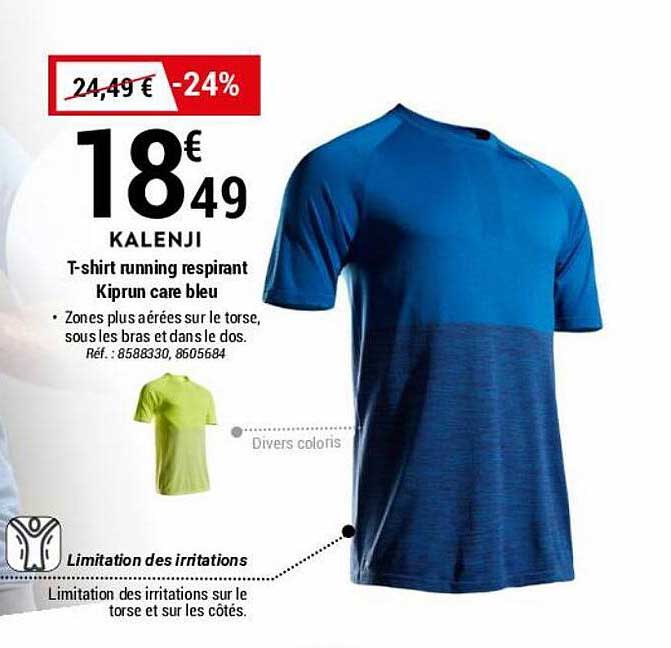 T-shirt Running Respirant Kiprun Care Bleu Kalenji
