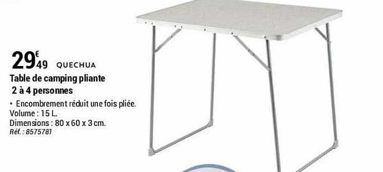 Table De Camping Pliante 2 à 4 Personnes Quechua