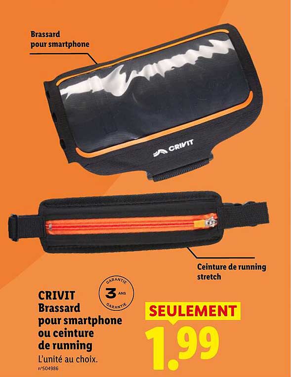 CRIVIT Brassard pour smartphone ou ceinture de running
