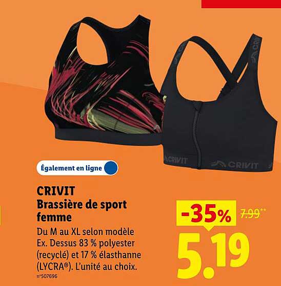CRIVIT Brassière de sport femme