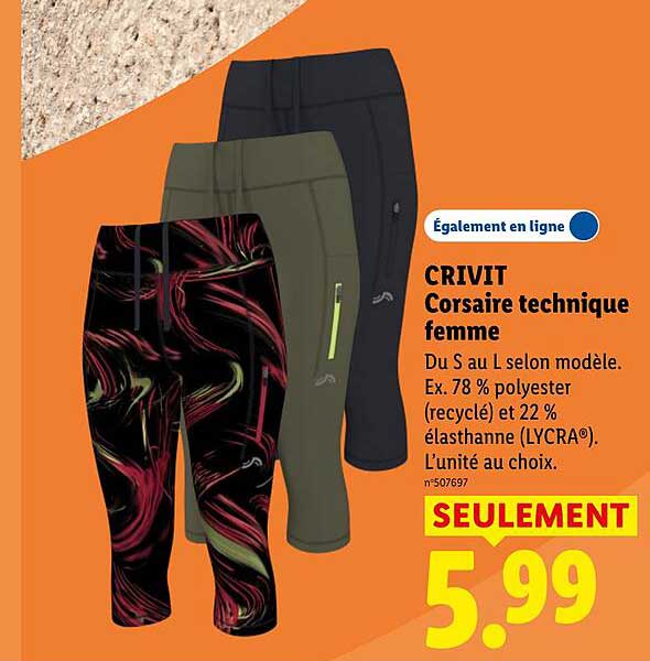 CRIVIT Corsaire technique femme