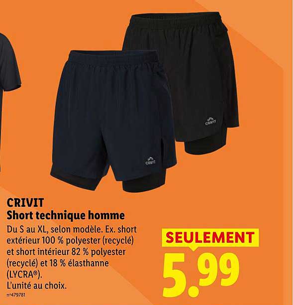 CRIVIT Short technique homme