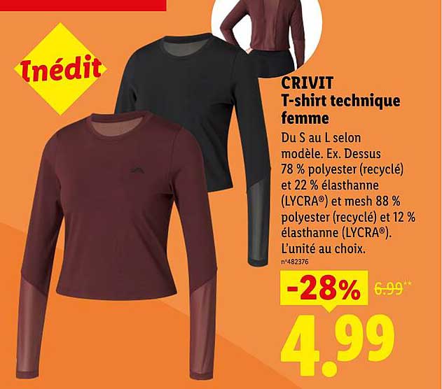 CRIVIT T-shirt technique femme