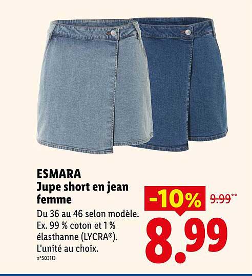 ESMARA Jupe short en jean femme