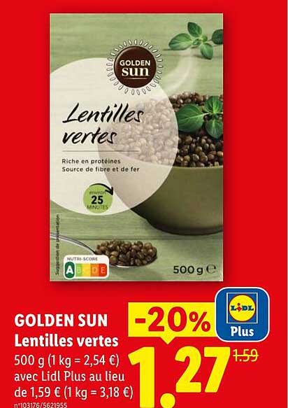 GOLDEN SUN Lentilles vertes