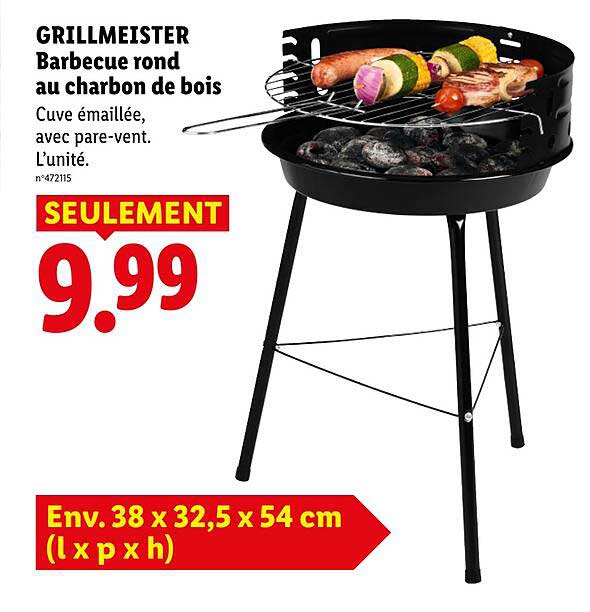 GRILLMEISTER Barbecue rond au charbon de bois