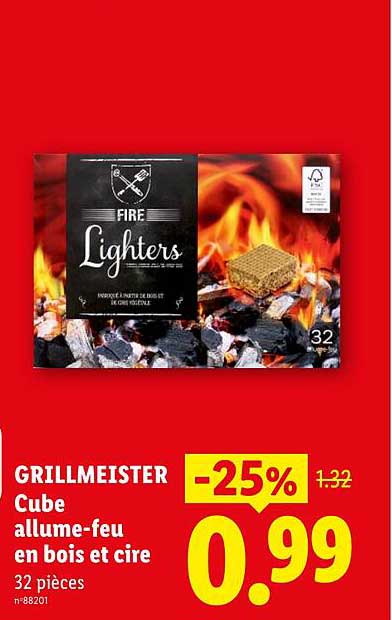 GRILLMEISTER Cube allume-feu en bois et cire