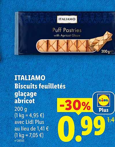 ITALIAMO Biscuits feuilletés glaçage abricot