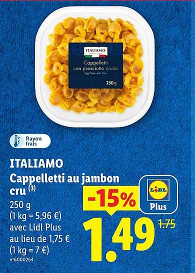 ITALIAMO Cappelletti au jambon cru