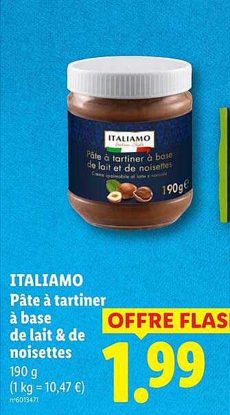ITALIAMO Pâte à tartiner à base de lait & de noisettes