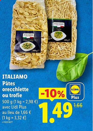 ITALIAMO Pâtes orecchiette ou trofie