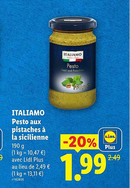 ITALIAMO Pesto aux pistaches à la sicilienne