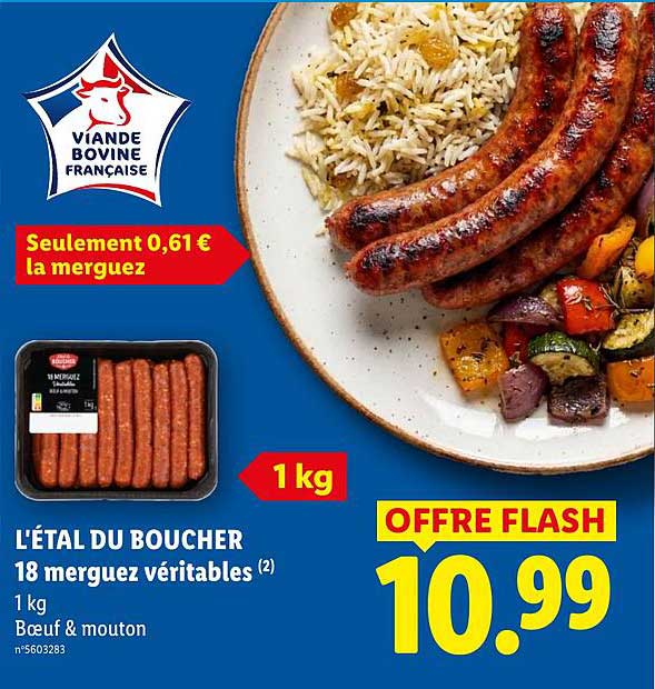 L'ÉTAL DU BOUCHER 18 merguez véritables