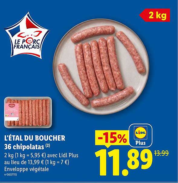 L'ÉTAL DU BOUCHER 36 chipolatas
