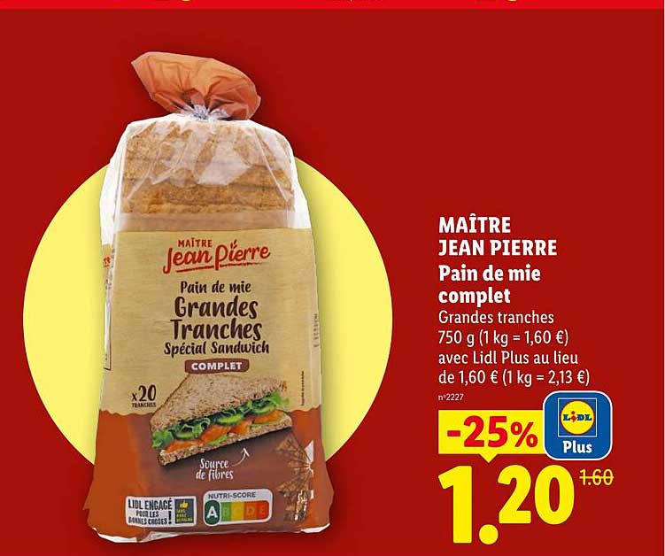 MAÎTRE JEAN PIERRE Pain de mie complet