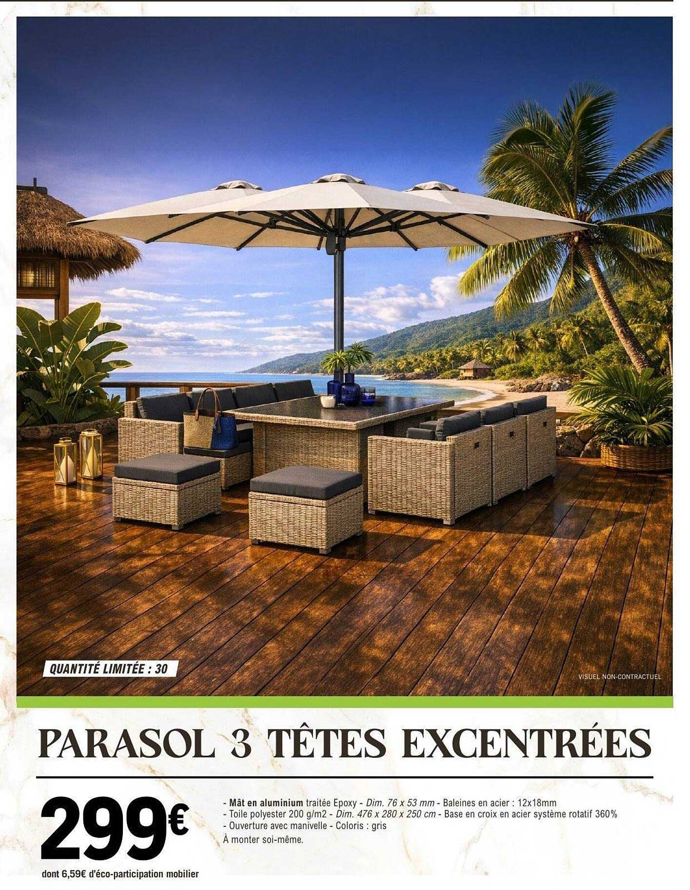 PARASOL 3 TÊTES EXCENTRÉES