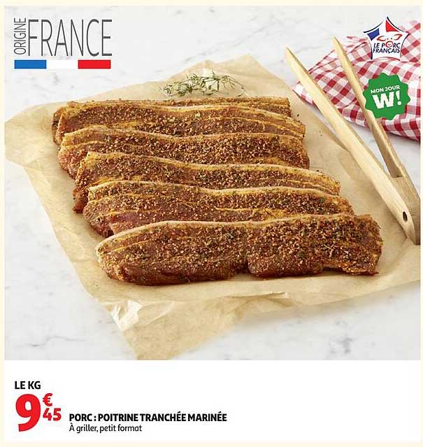 PORC : POITRINE TRANCHÉE MARINÉE