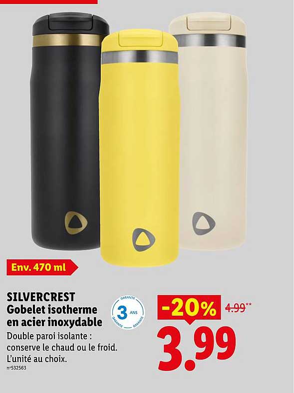SILVERCREST Gobelet isotherme en acier inoxydable