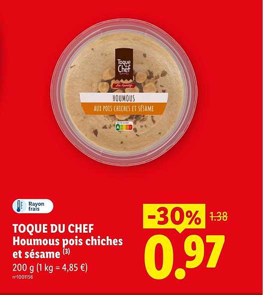 Toque du Chef Houmous pois chiches et sésame