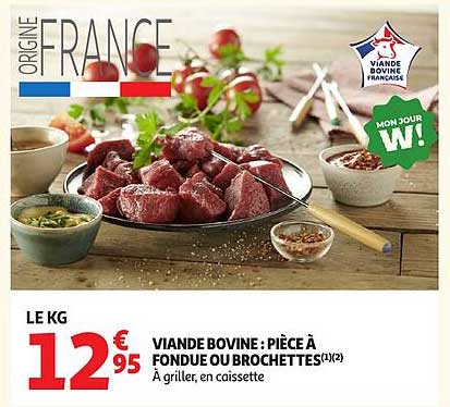 VIANDE BOVINE : PIÈCE À FONDUE OU BROCHETTES