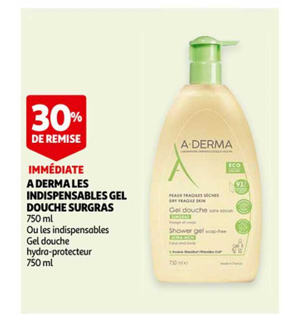 a-dermales indispensable gel douche surgras