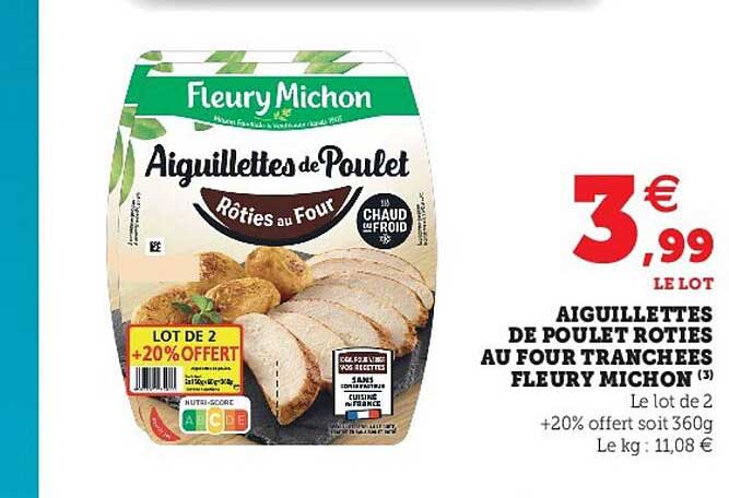 aiguillettes de poulet roties au four tranchées fleury michon