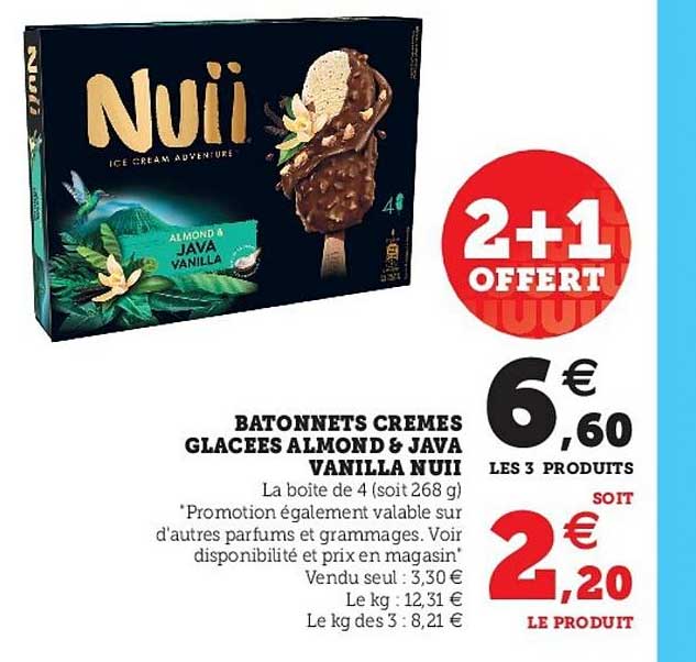 bâtonnets crèmes glacées almond & java vanilla nuii