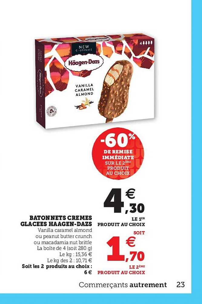 bâtonnets crèmes glacées häagen-dazs