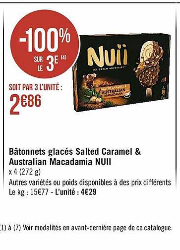 bâtonnets glacés salted caramel & australian macadamia nuii