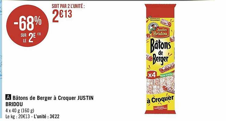 Bâtons De Berger à Croquer Justin Bridou