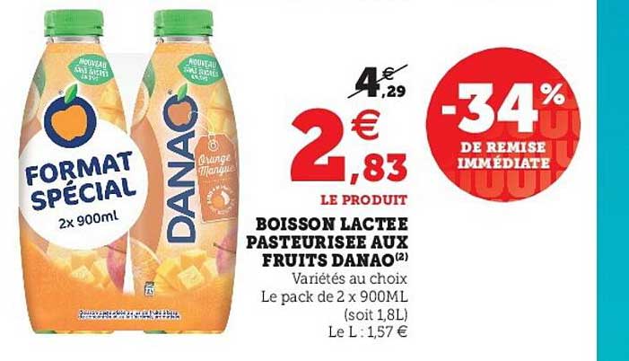 boisson lactée pasteurisée aux fruits danao