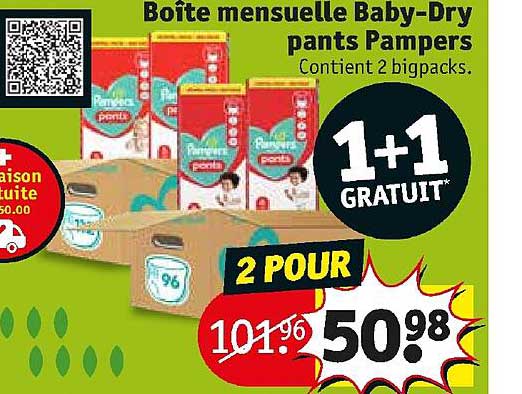 boîte mensuelle baby-dry pants pampers