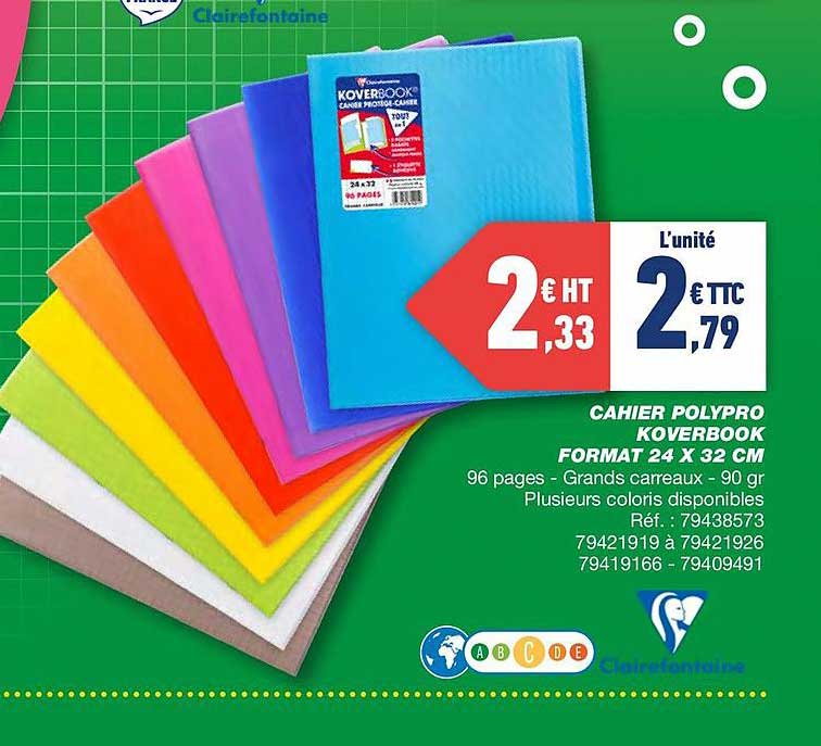 cahier polypro koverbook format 24 x 32 cm clairefontaine